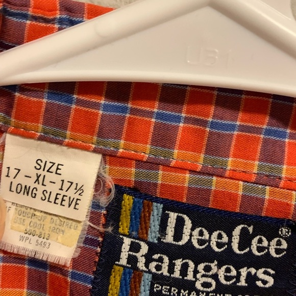 DeeCee Rangers XL Western Shirt Pearl Snaps Red 17 17 1/2 Long Sleeve USA - Picture 6 of 8